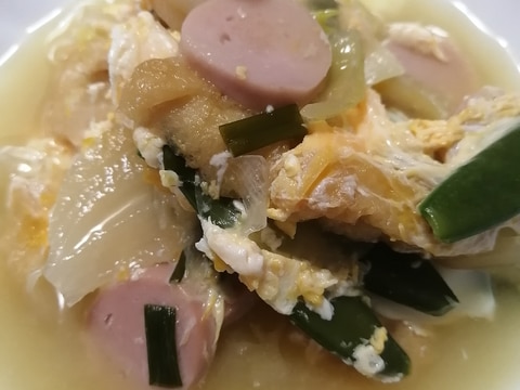 スナップえんどうと玉ねぎの玉子とじ